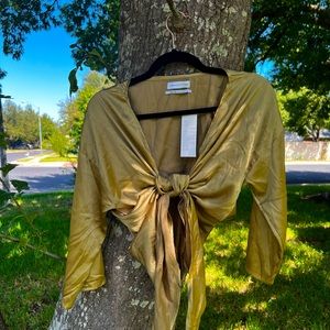 New tie up satin shirt